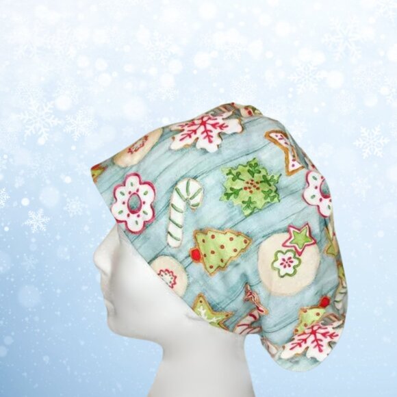 Christmas Icing Cookies ~ EURO Scrub Cap, Surgical Hat, OR, CNA, Gift - Picture 1 of 6